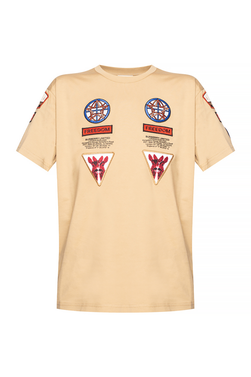 BURBERRY ロコハッチクルネックTシャツ 8079884SS24WWJ7 B8636 SchaferandweinerShops Netherlands - Beige T - shirt with
